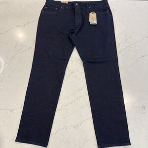 Prana Hillgard NEW Jeans Mens 42x34 Blue Dark Rinse Tapered Leg Slim Fit Organic